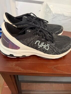 Ryka Black Knit Athletic Sneakers with White Trim